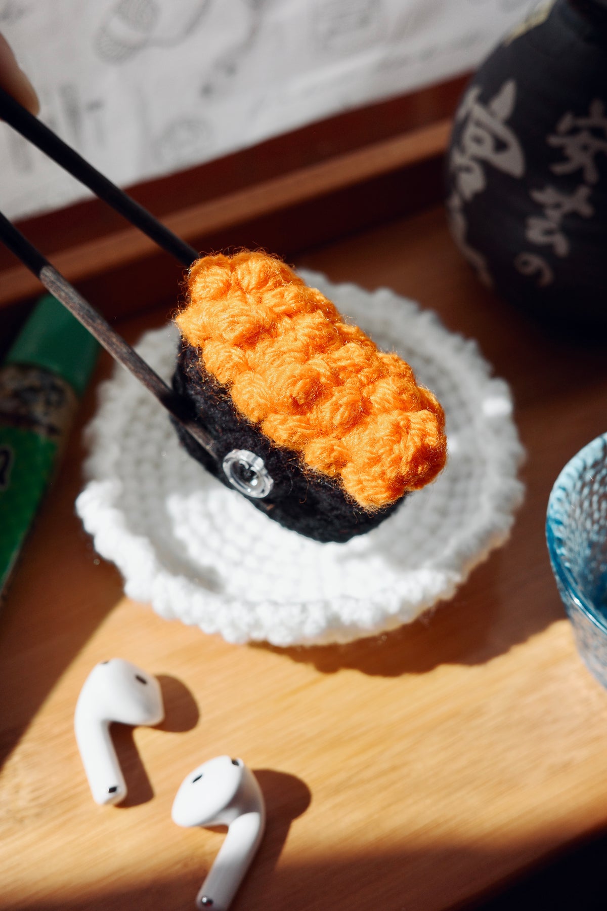 Ikura Gunkan AirPods4 Holder Crochet Pattern | 魚子軍艦 AirPods4 耳機套鉤針編織教學圖