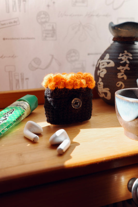 Ikura Gunkan AirPods4 Holder Crochet Pattern | 魚子軍艦 AirPods4 耳機套鉤針編織教學圖