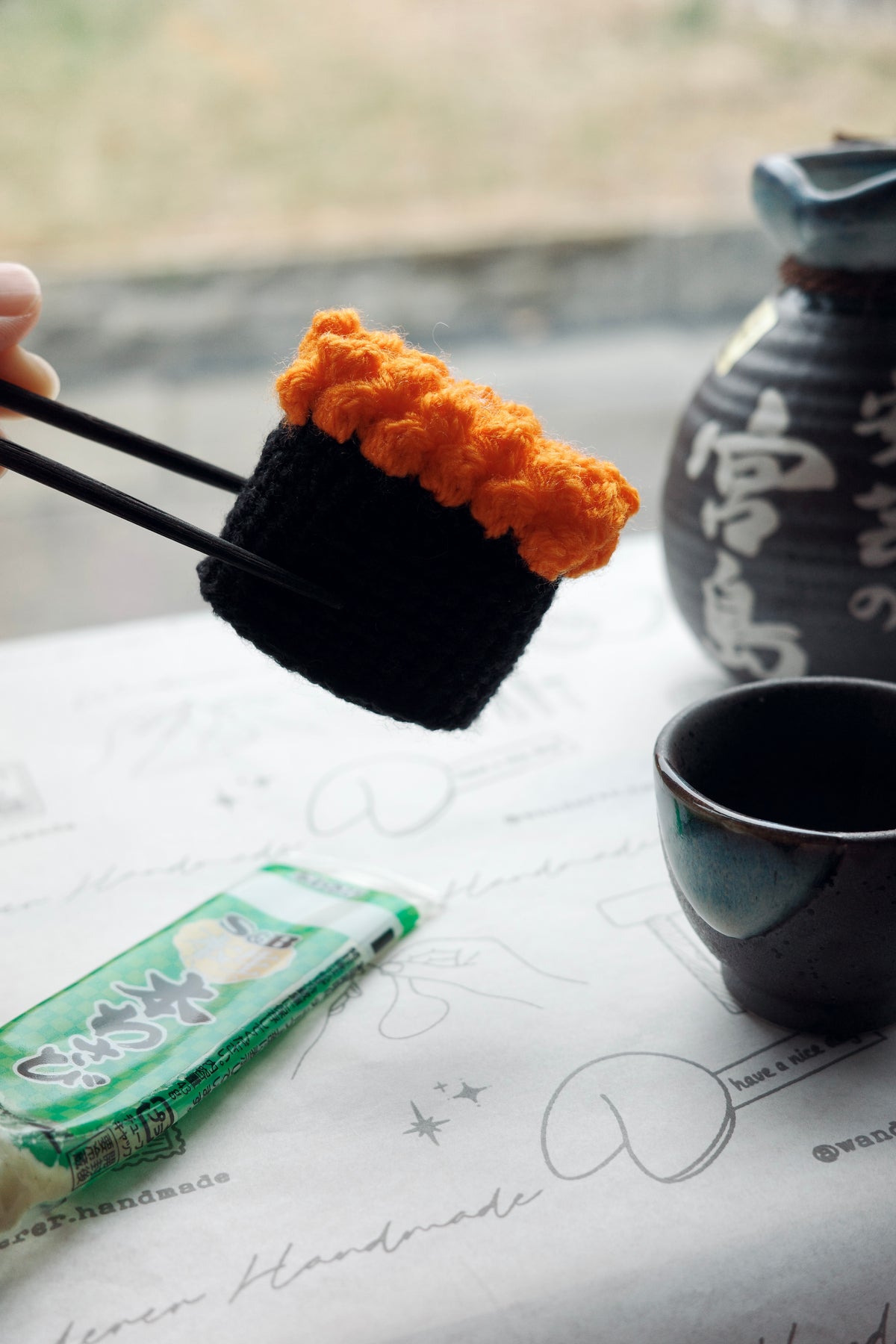 Ikura Gunkan Crochet Pattern | 魚子軍艦鉤針編織教學圖