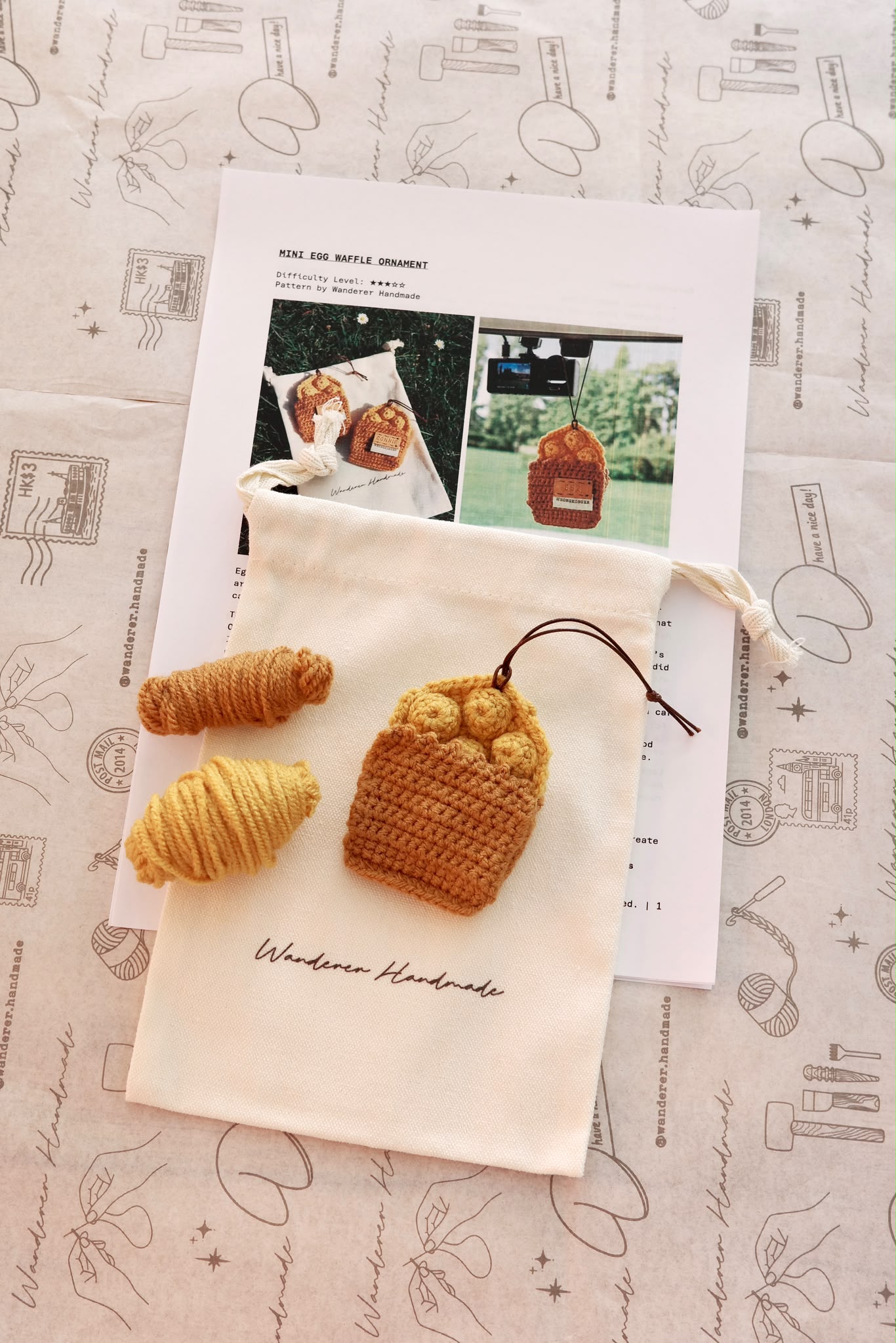 Mini Egg Waffle Ornament DIY Pack | 迷你雞蛋仔吊飾材料包