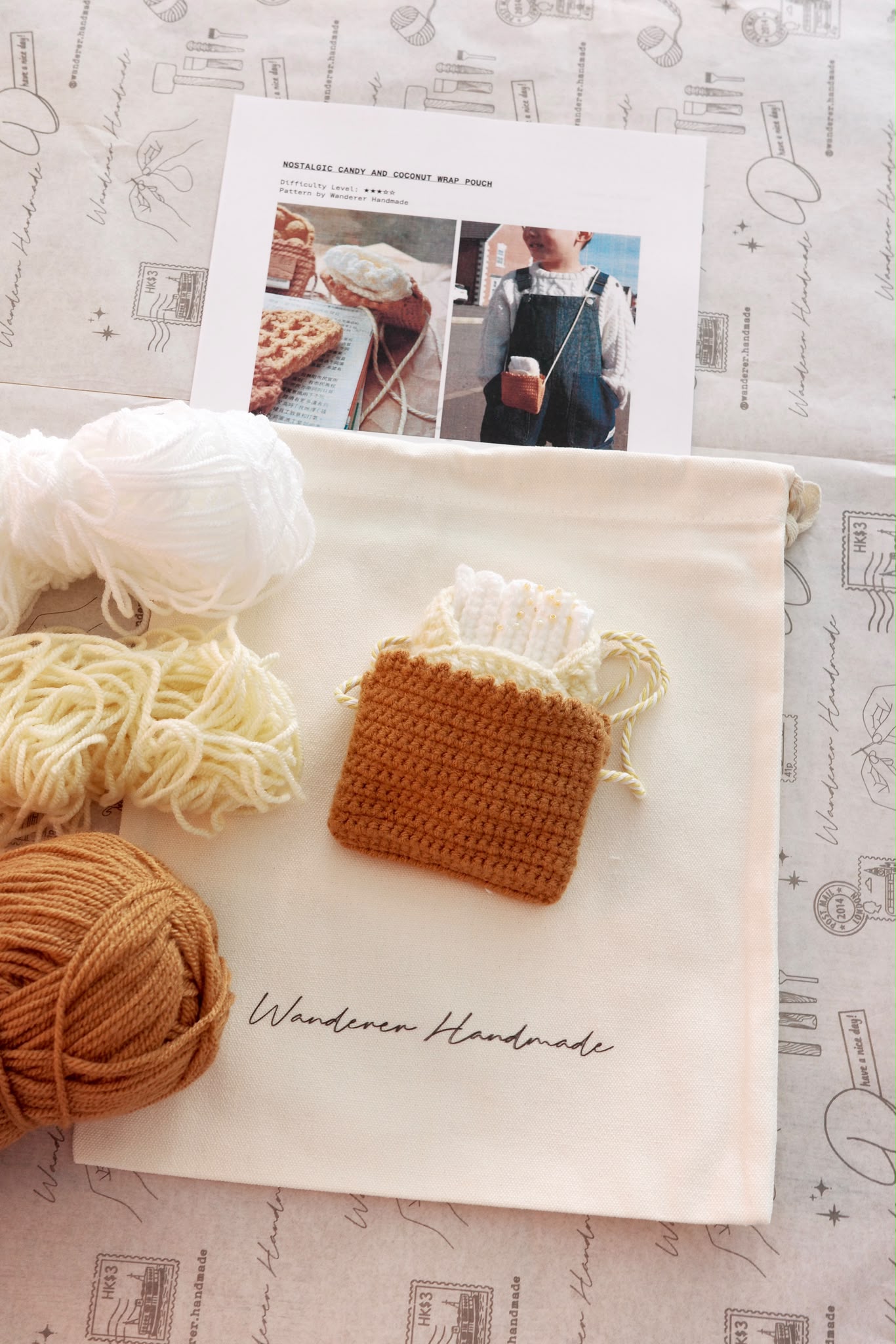 Nostalgic Candy and Coconut Wrap Pouch DIY Pack |  懷舊糖蔥餅八達通套材料包