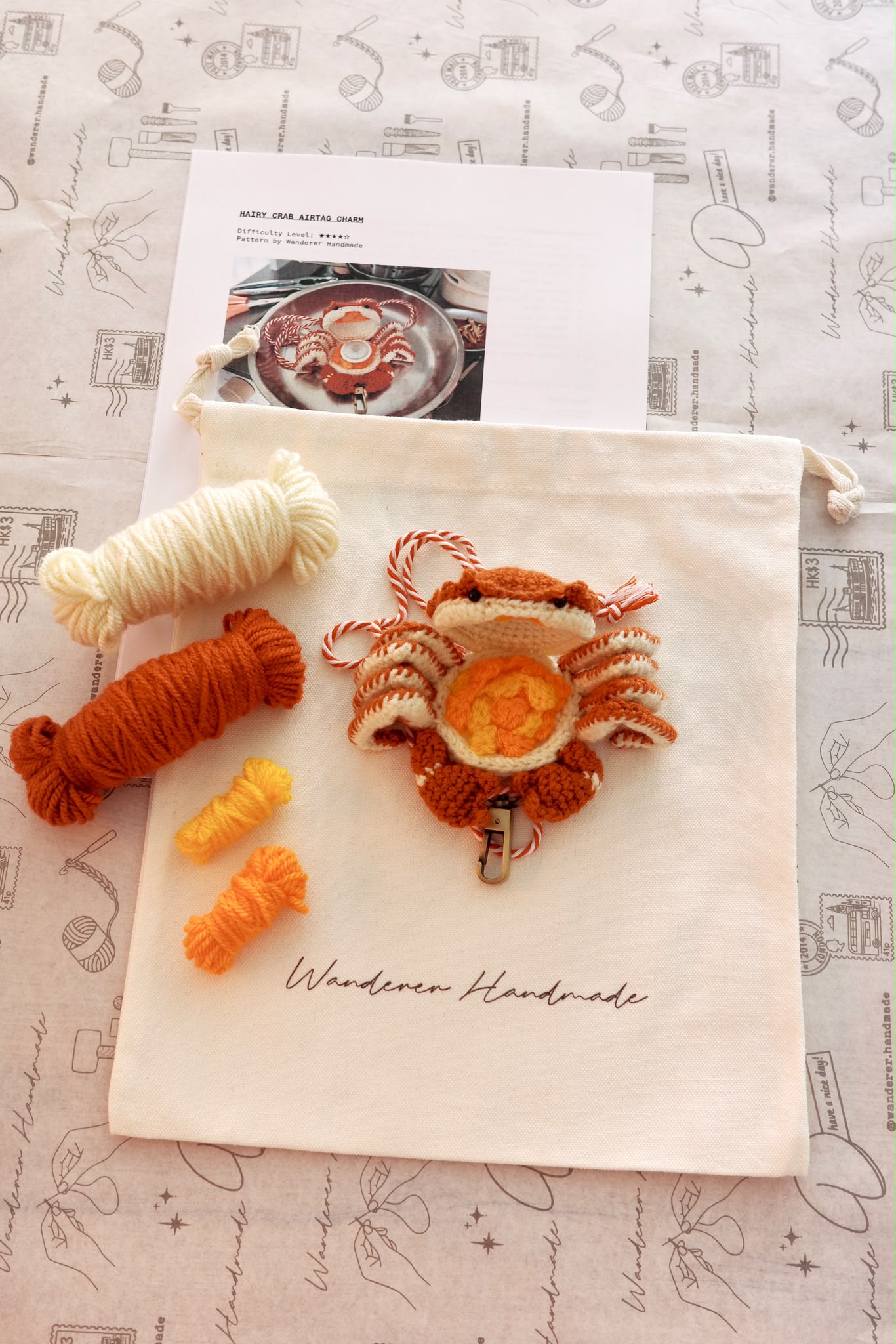 Hairy Crab AirTag Pouch DIY Pack | 爆膏大閘蟹材料包
